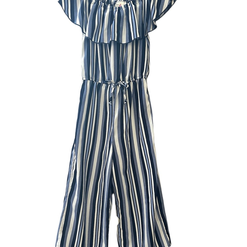 Striped Blue and White Kids One Piece